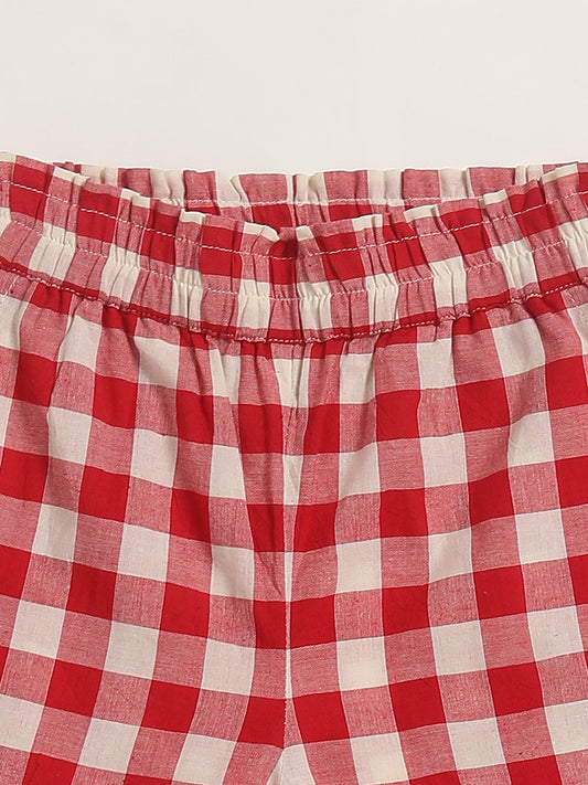 Utsa Kids Red Checked Palazzos (2 - 8yrs)