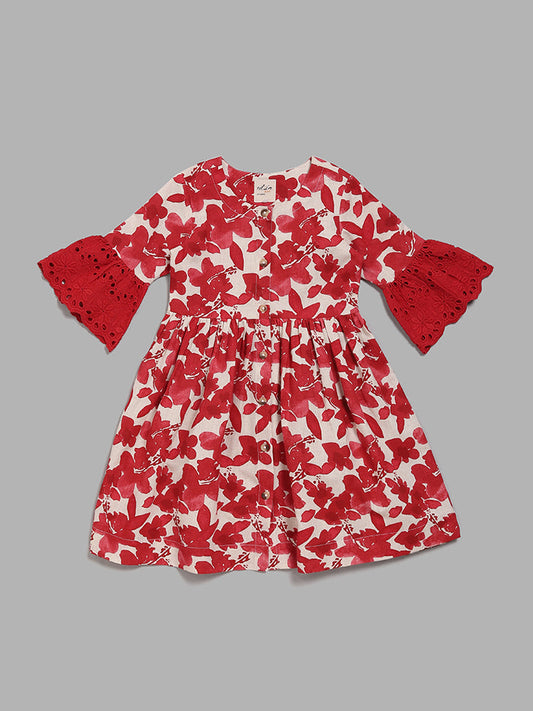 Utsa Kids Red Floral Dress (2 - 8yrs)