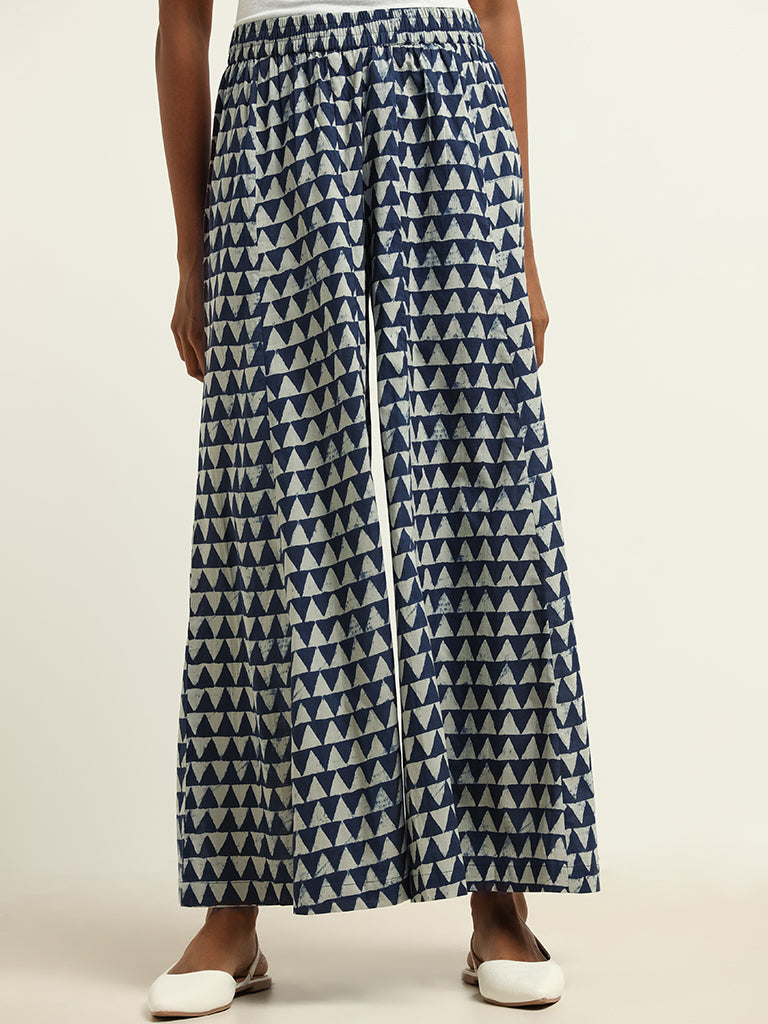 Utsa Blue Printed Palazzos