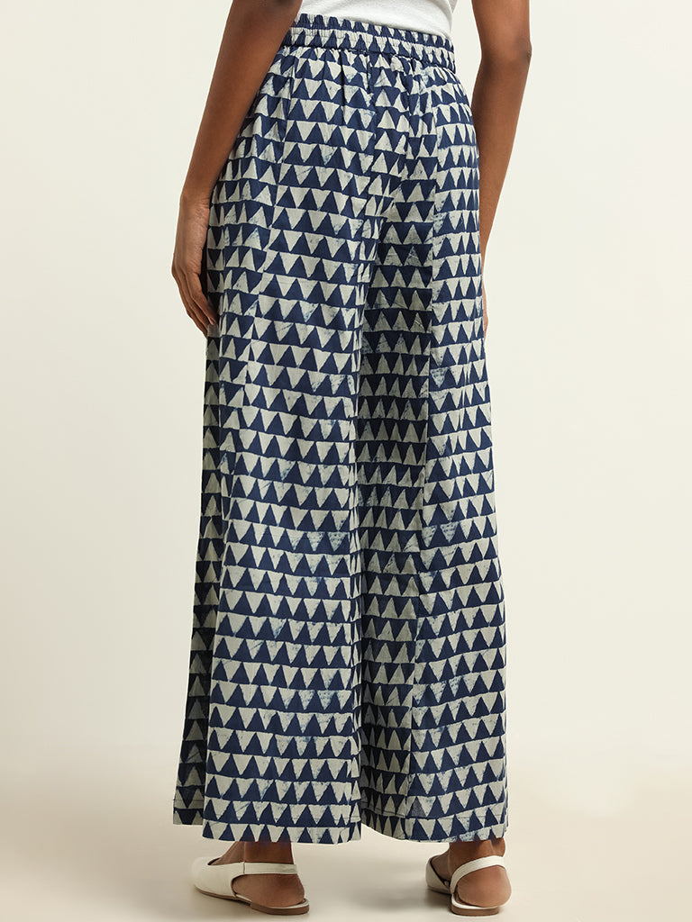 Utsa Blue Printed Palazzos