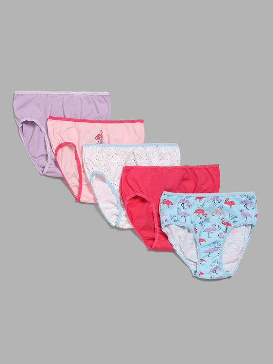 Y&F Kids Blue Printed Briefs- Pack Of 5