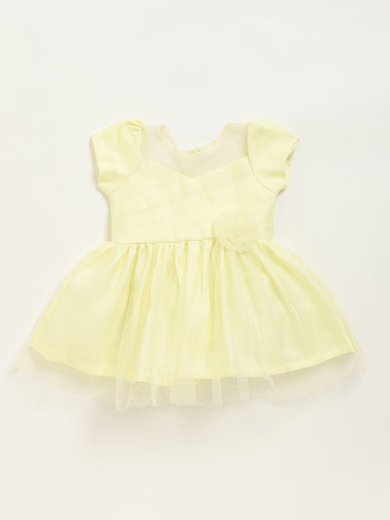 HOP Baby Yellow Netted Party Dress