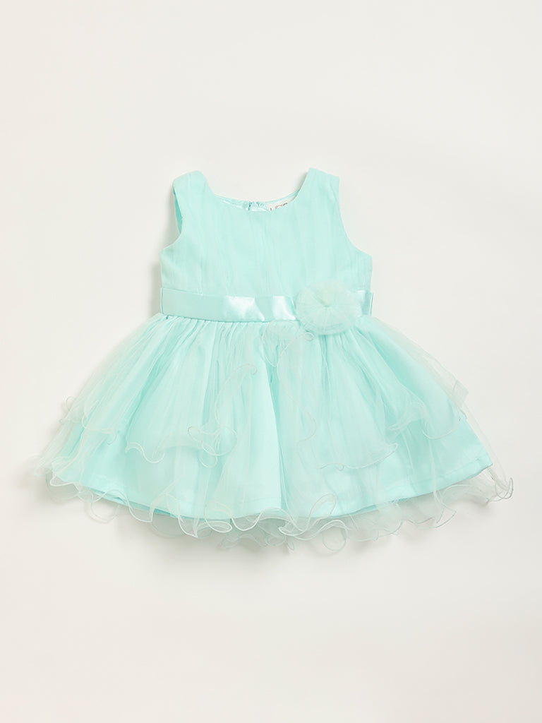 HOP Baby Mint Mesh Fit & Flare Dress