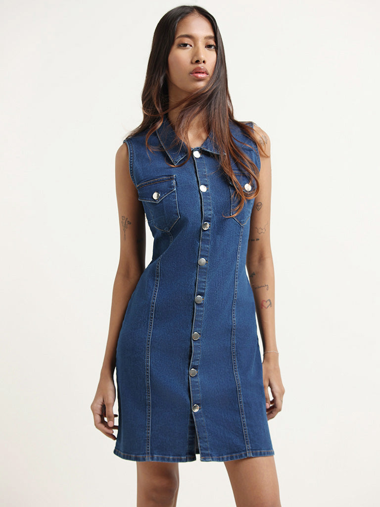 Nuon Dark Blue Denim Dress