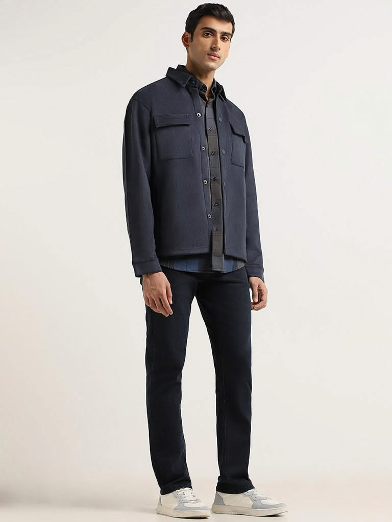 Ascot Blue Button-Down Relaxed Fit Jacket