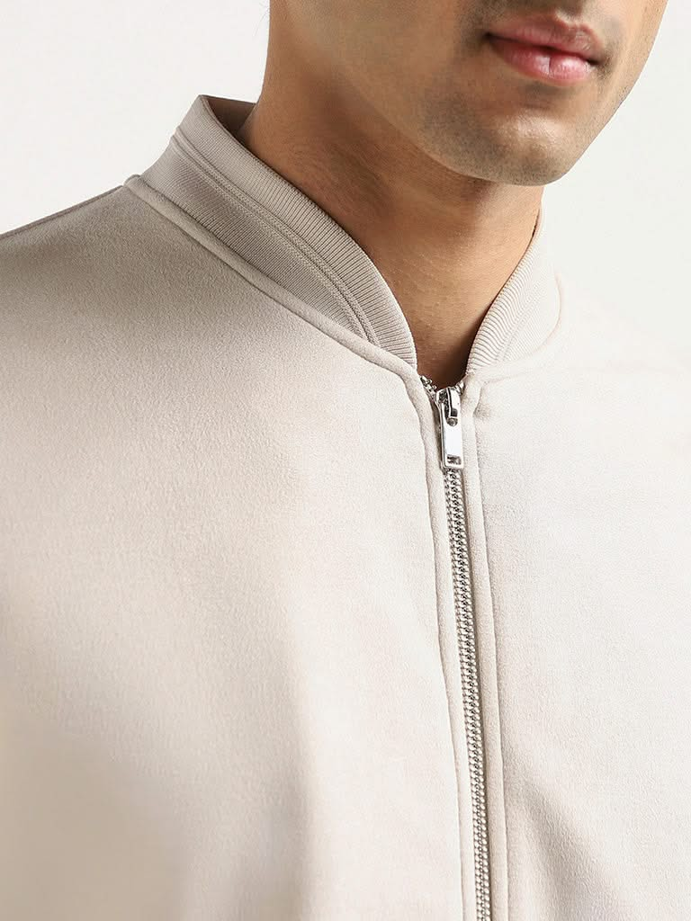 Ascot Beige Zipper Relaxed Fit Jacket