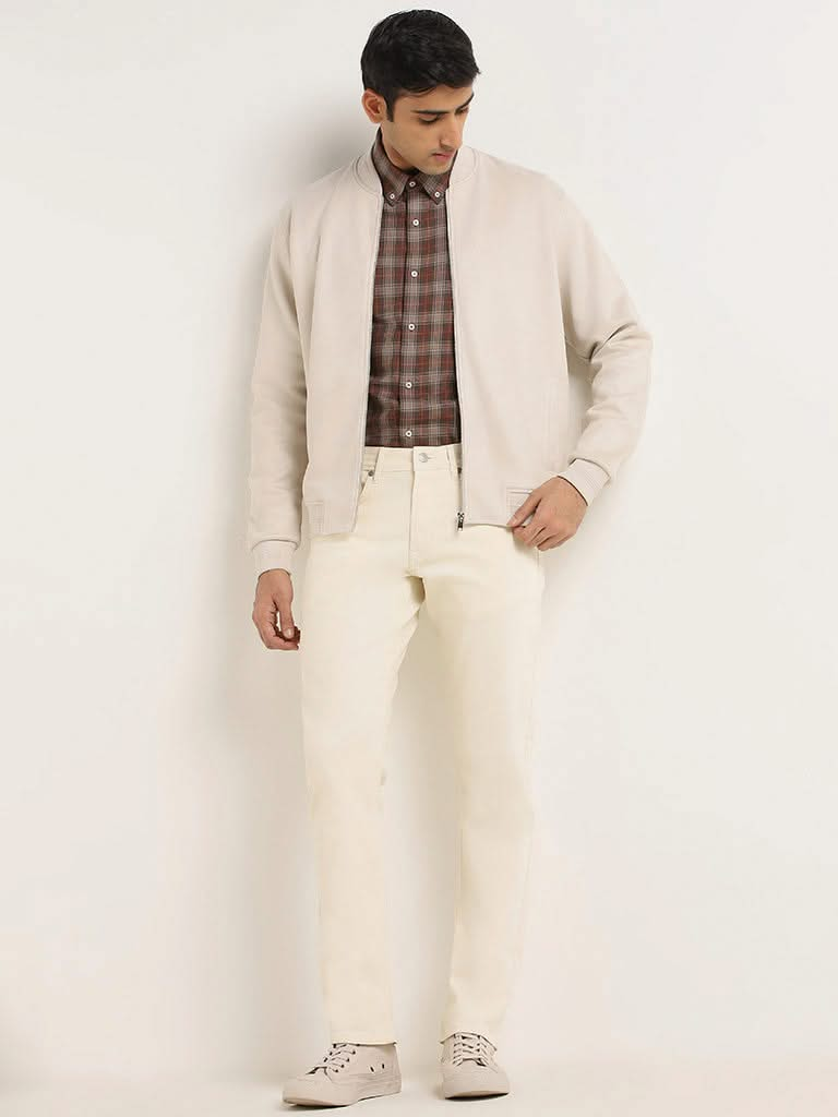 Ascot Beige Zipper Relaxed Fit Jacket