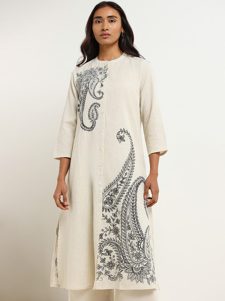 Utsa Off-White Paisley Kurta