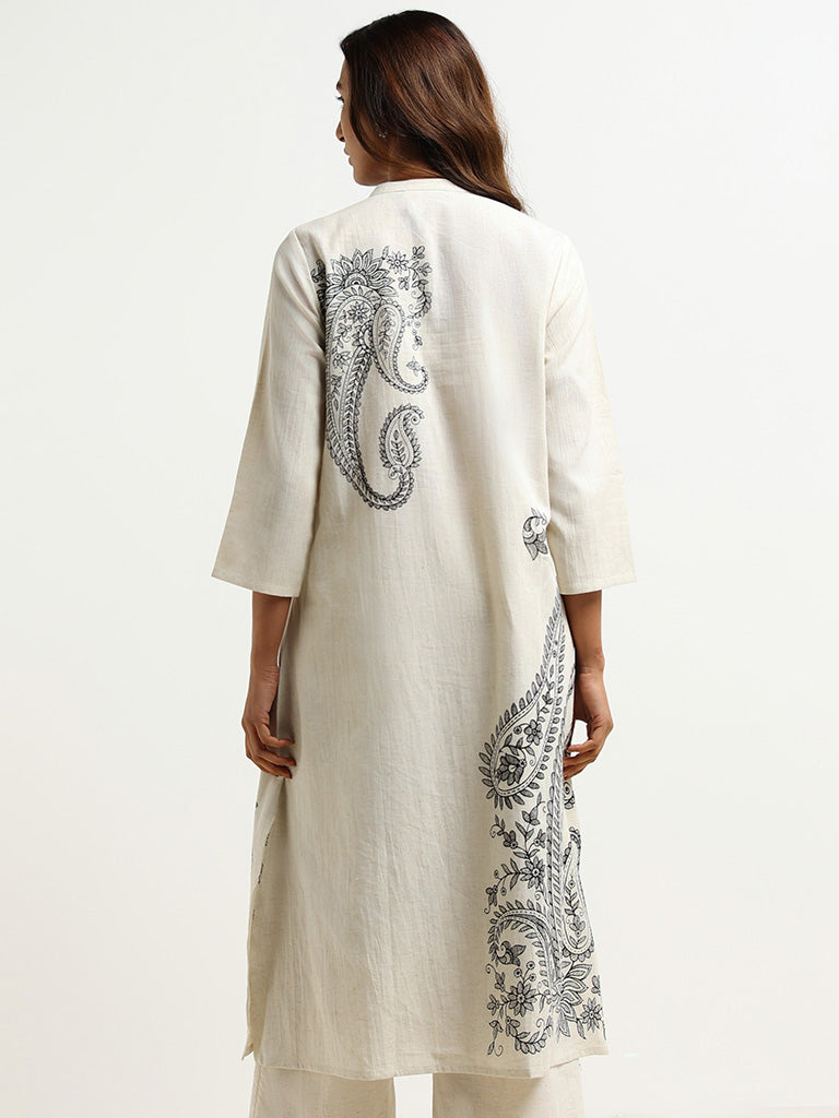 Utsa Off-White Paisley Kurta