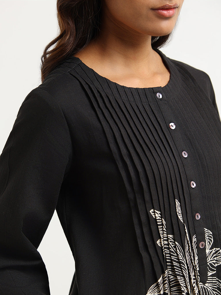 Utsa Black Printed Kurta