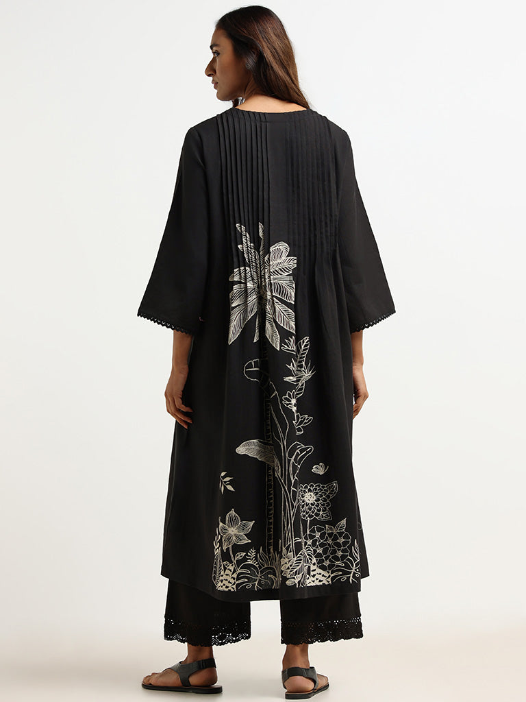 Utsa Black Printed Kurta