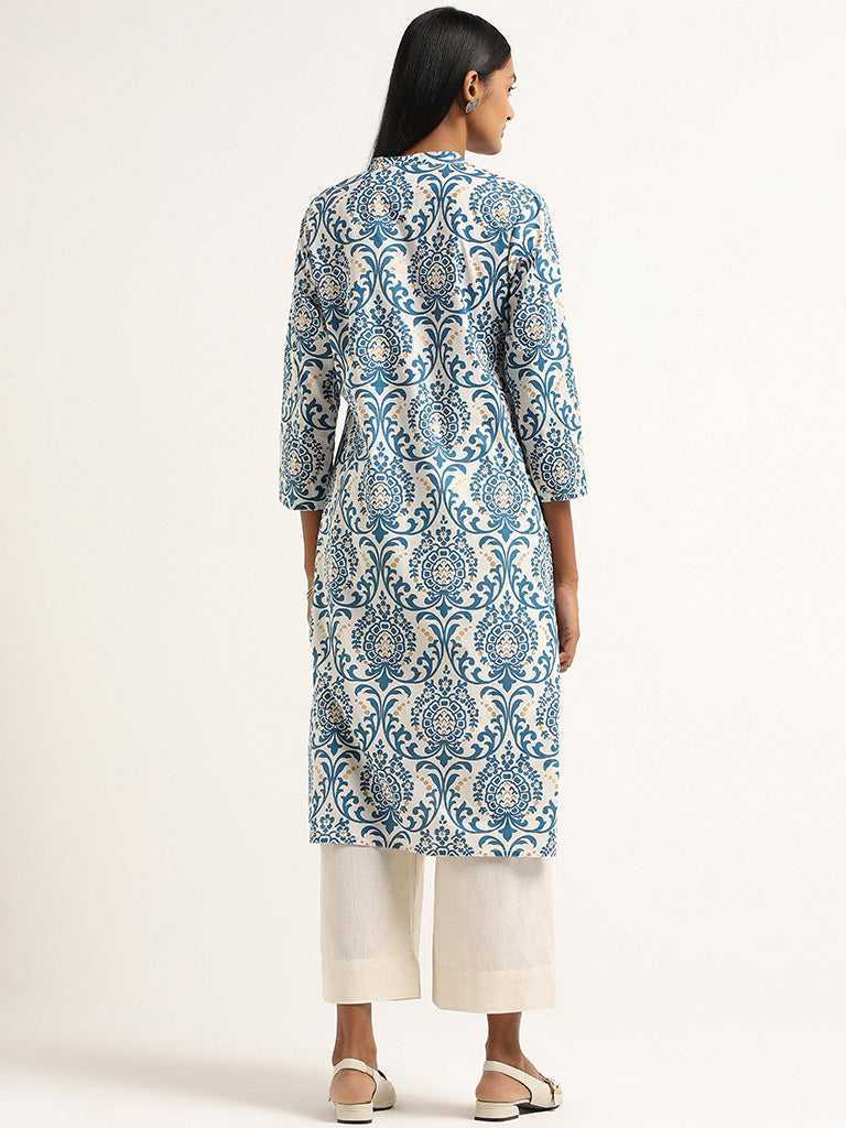 Utsa Pink Printed Cotton Kurta