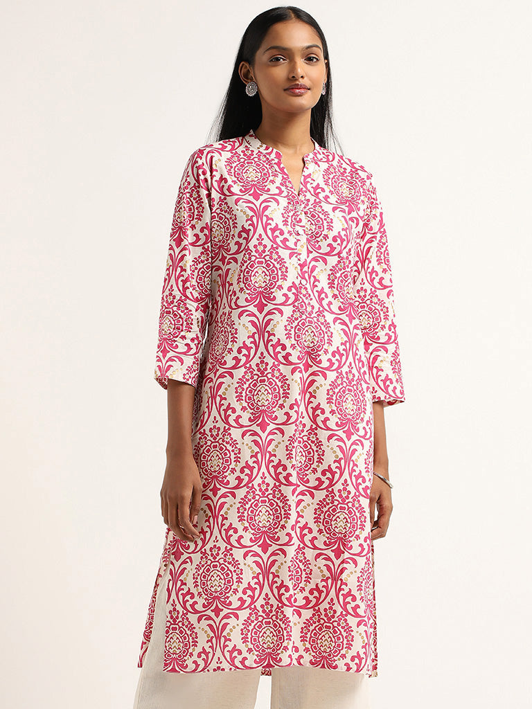 Utsa Pink Printed Kurta