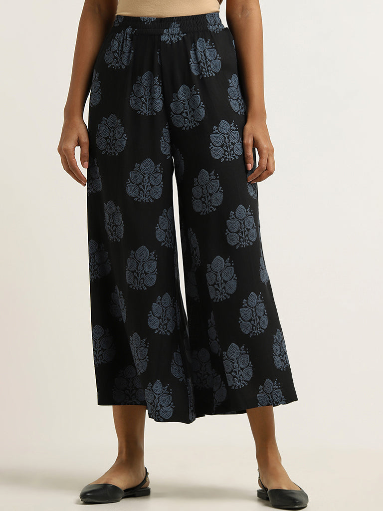 Utsa Indigo Printed Palazzos