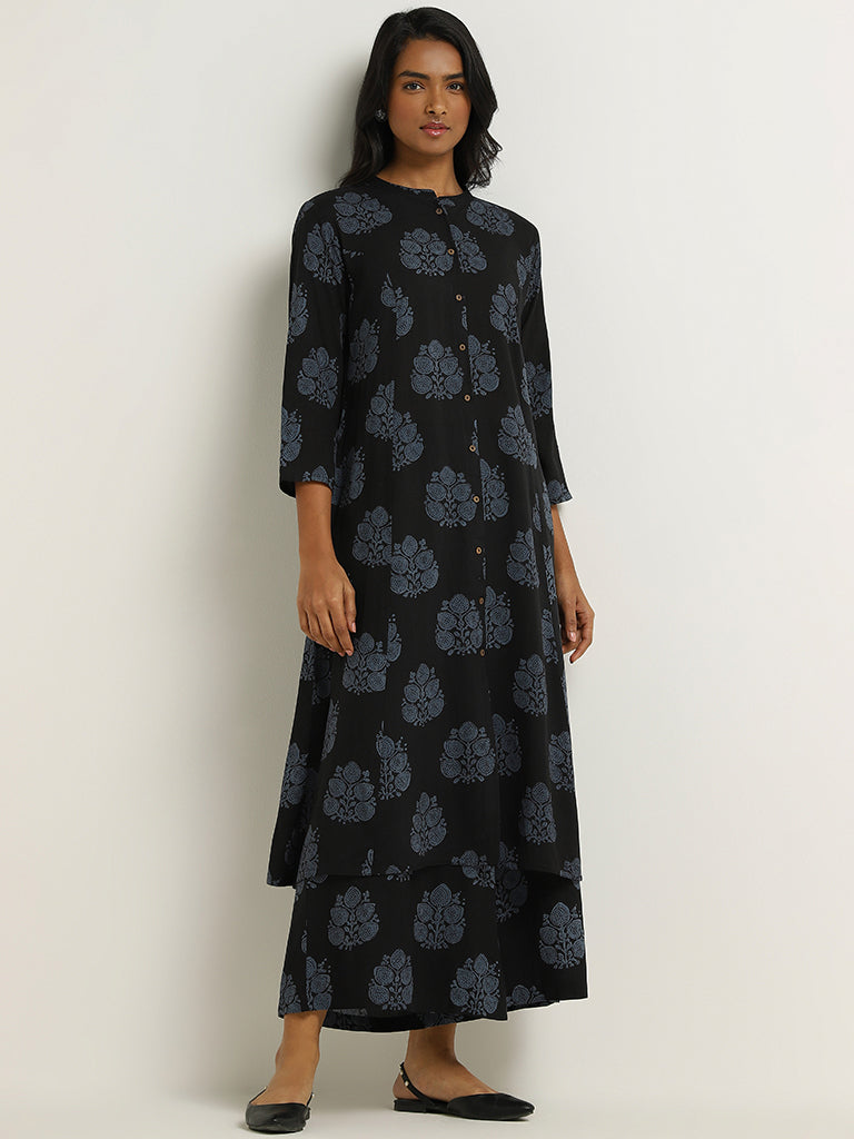 Utsa Indigo Printed Palazzos