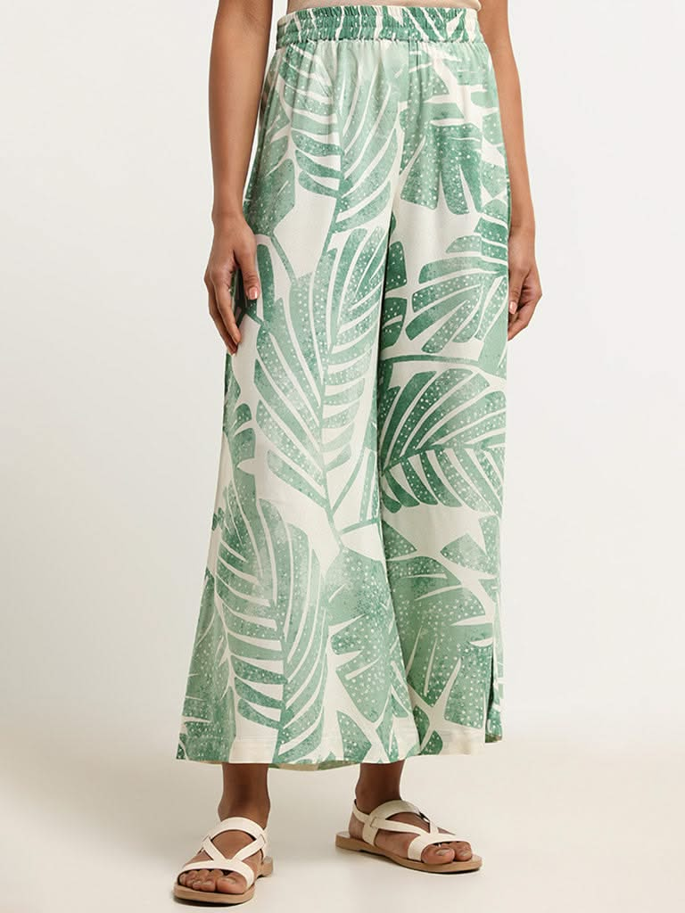 Utsa Green Printed Palazzos