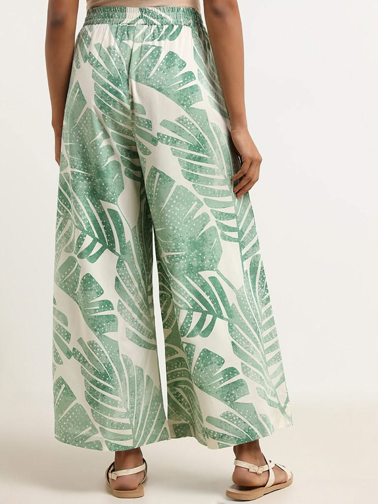 Utsa Green Printed Palazzos