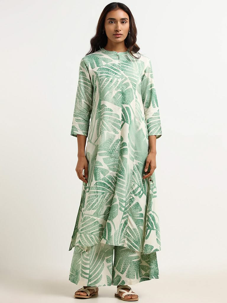 Utsa Green Printed Palazzos