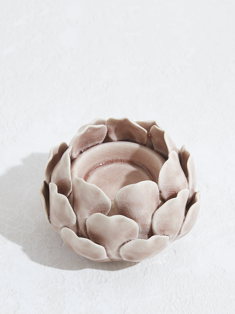 Westside Home Light Pink Ceramic Artichoke Tealight Holder