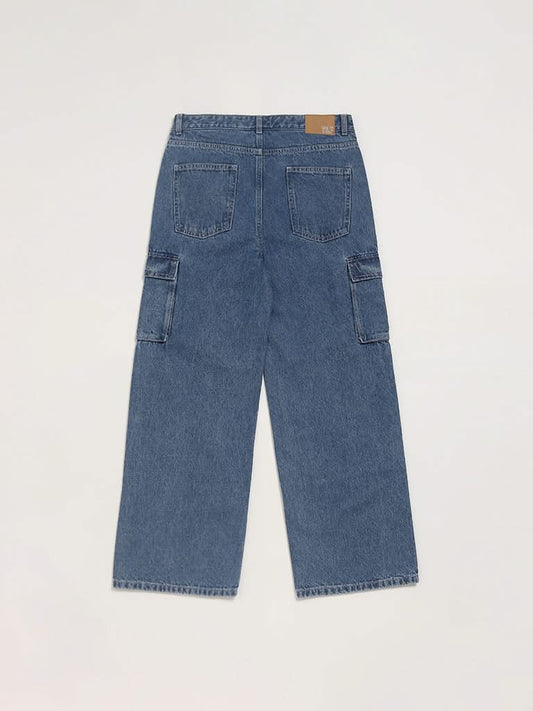 Y&F Kids Blue Relaxed - Fit High Rise Jeans