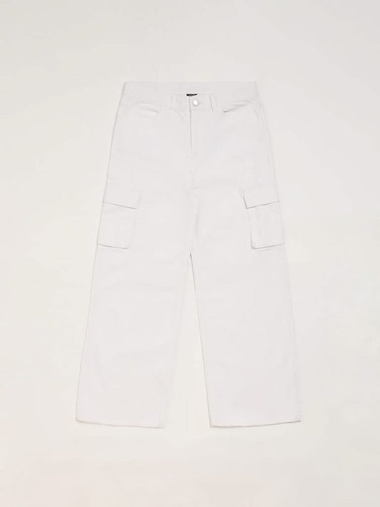 Y&F Kids Off White Relaxed - Fit High Rise Jeans