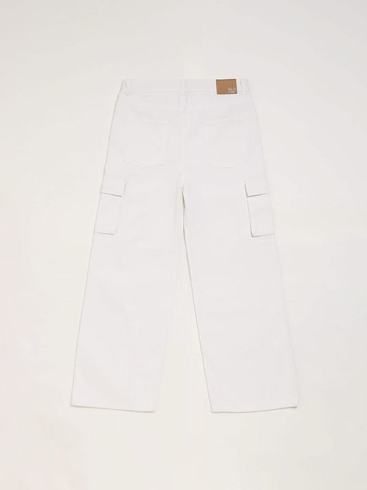 Y&F Kids Off White Relaxed - Fit High Rise Jeans