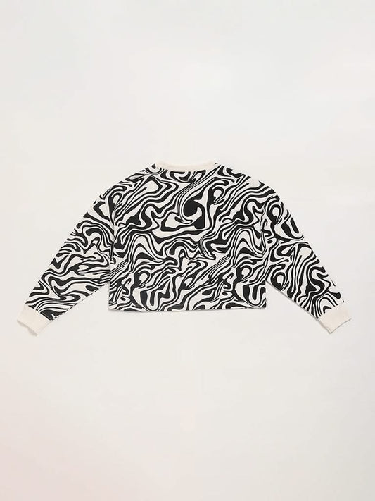 Y&F Kids Black & White Printed Sweatshirt