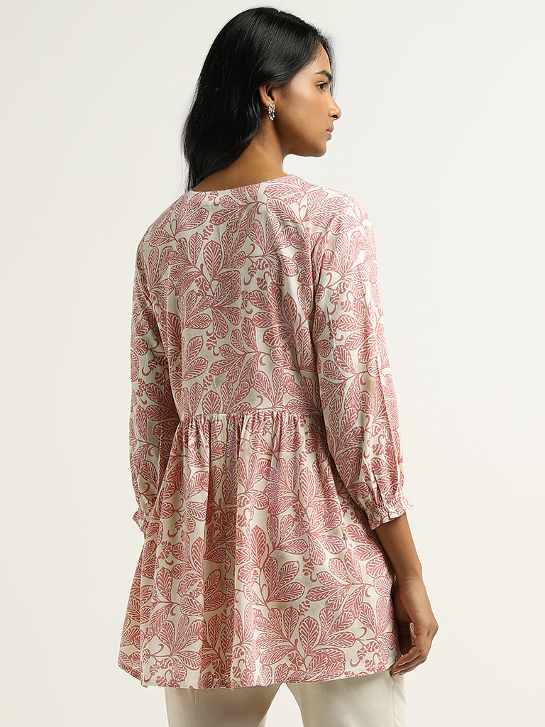 Utsa Pink Printed Kurti