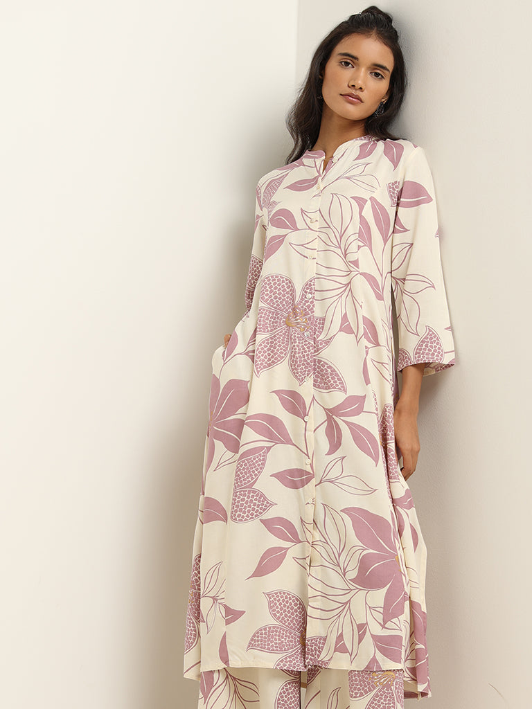 Utsa Purple Floral Kurta