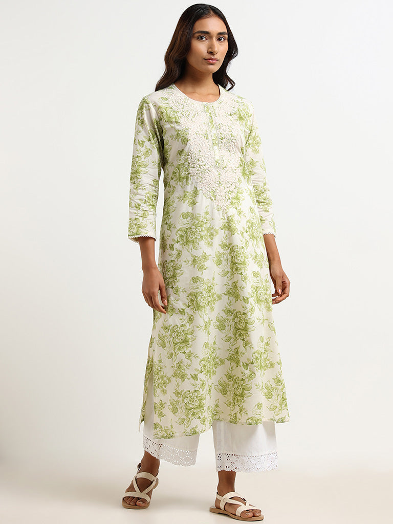 Utsa Green Embroidered Kurta