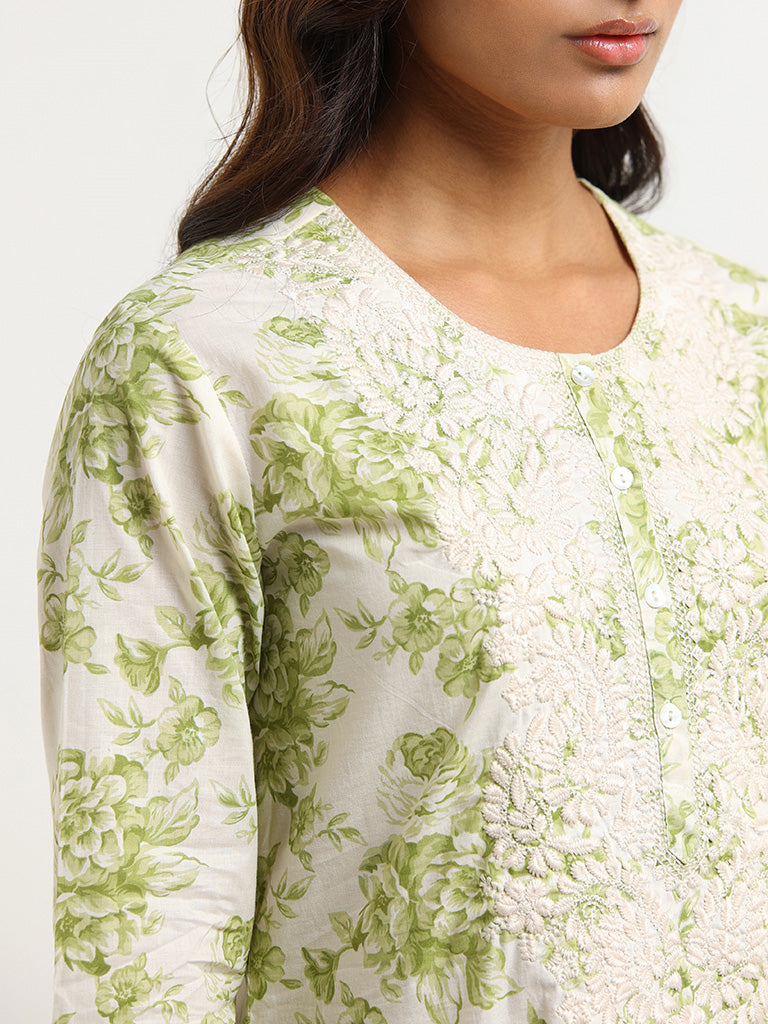 Utsa Green Embroidered Kurta