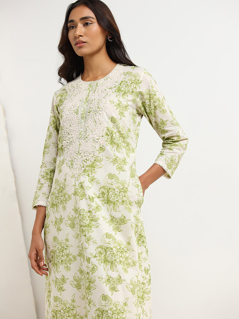 Utsa Green Embroidered Kurta