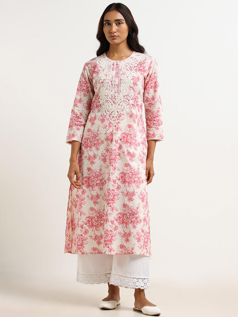 Utsa Pink Embroidered Kurta