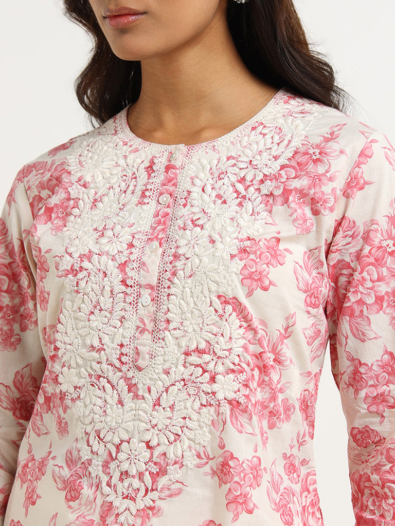 Utsa Pink Embroidered Kurta