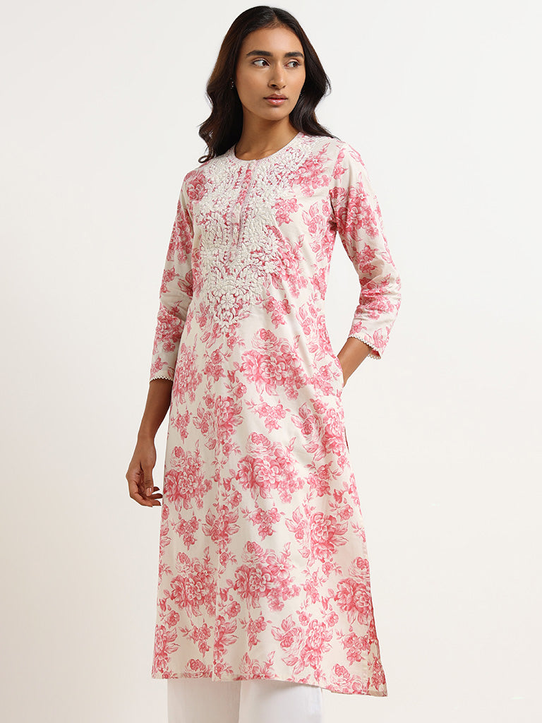 Utsa Pink Embroidered Kurta