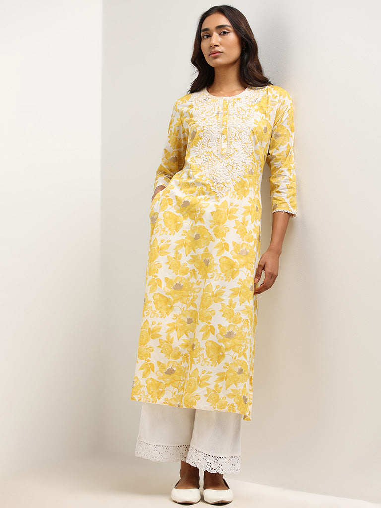 Utsa Yellow embroidered Kurta