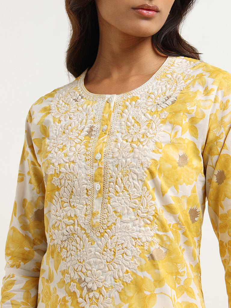 Utsa Yellow embroidered Kurta