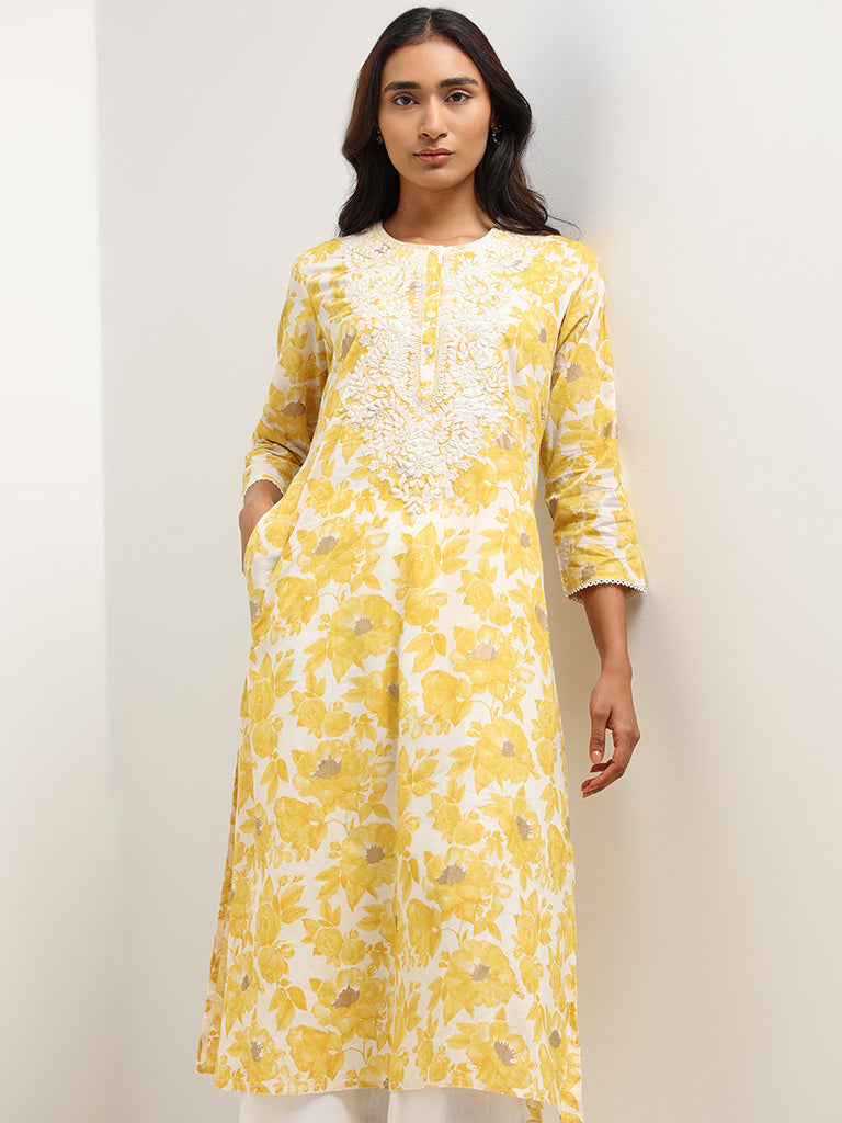 Utsa Yellow embroidered Kurta