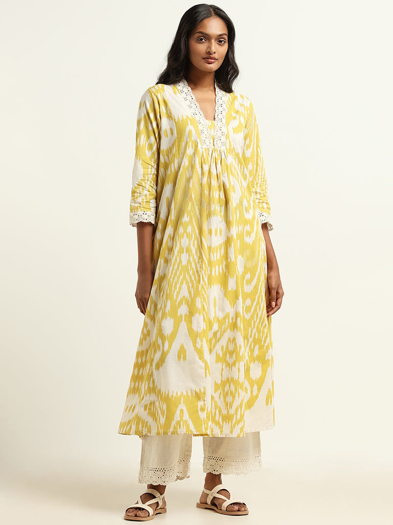 Utsa Yellow Ikkat Kurta