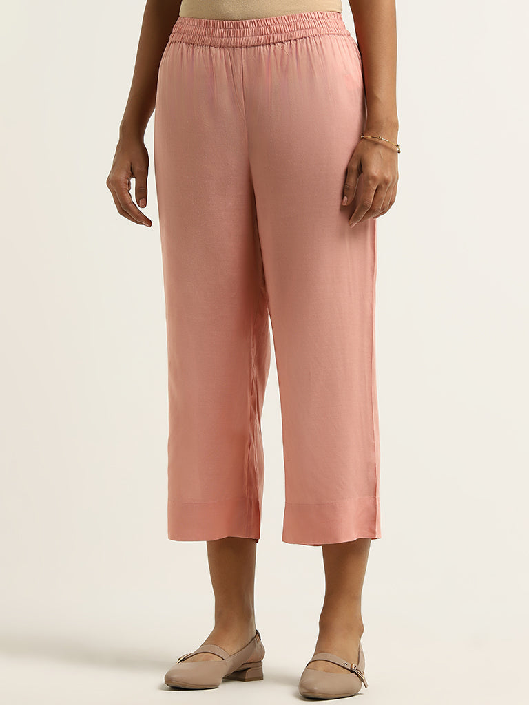 Zuba Peach Mid-Rise Palazzos