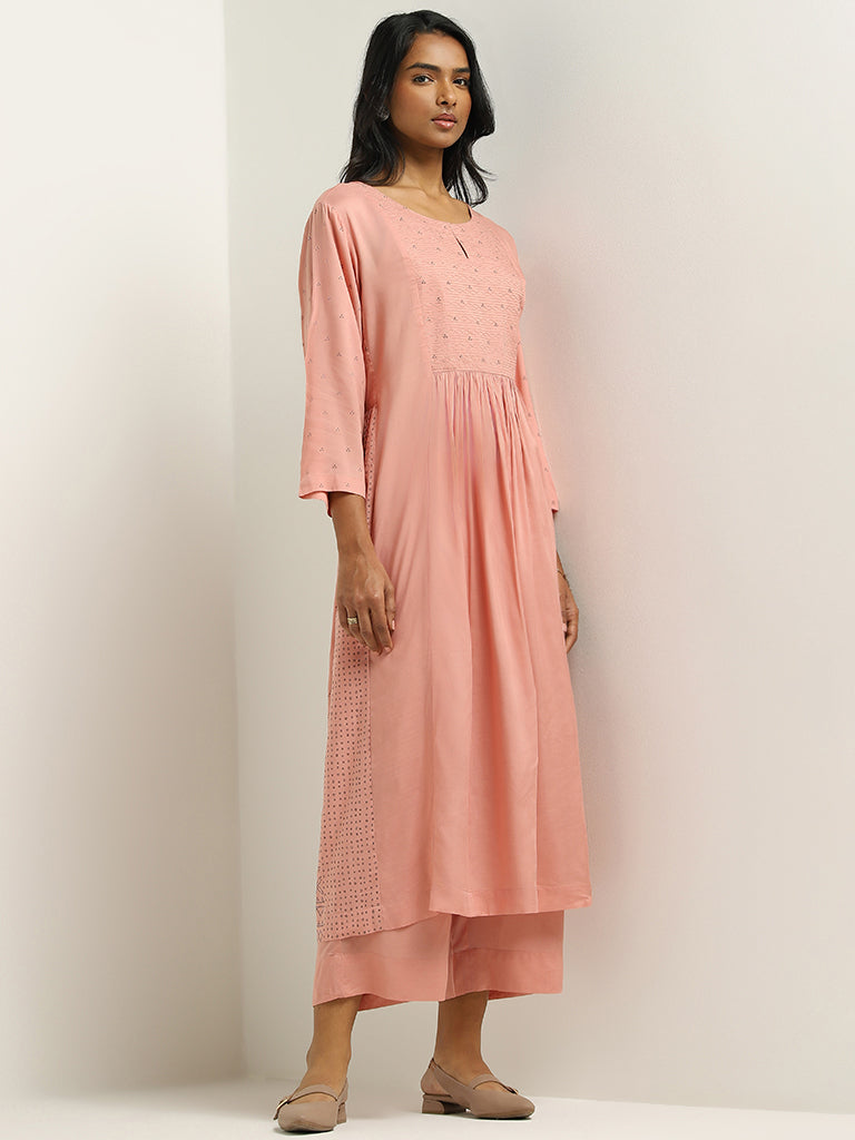 Zuba Peach Mid-Rise Palazzos