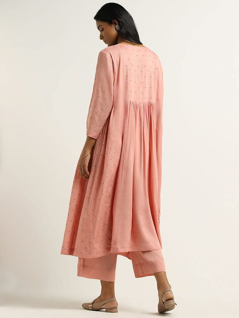 Zuba Pink Embroidered Kurta