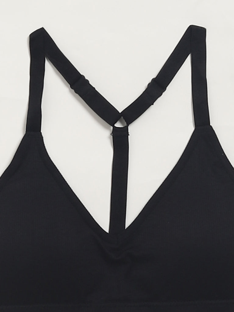 Superstar Black Ribbed Bralette