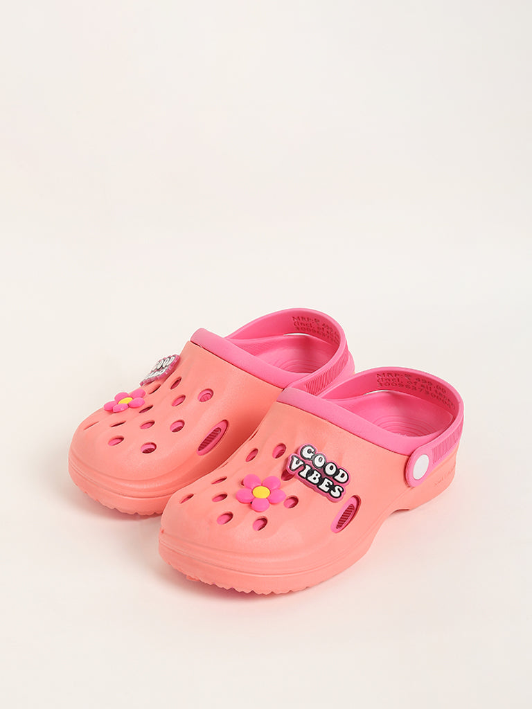 Yellow Applique-Design Pink Clogs