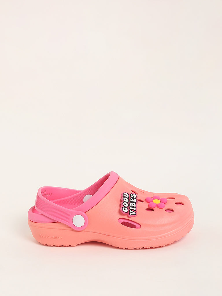 Yellow Applique-Design Pink Clogs