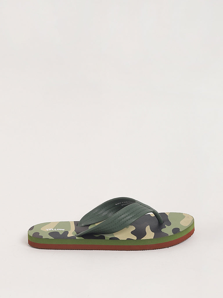 Yellow Green Camouflage Flip-Flop