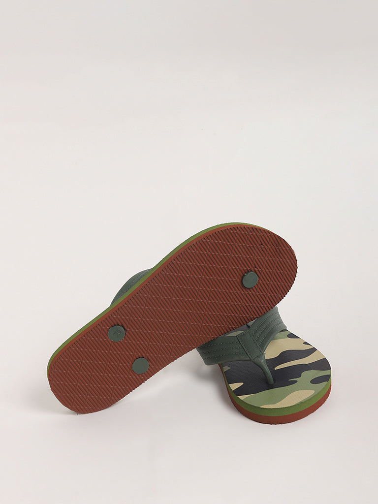 Yellow Green Camouflage Flip-Flop