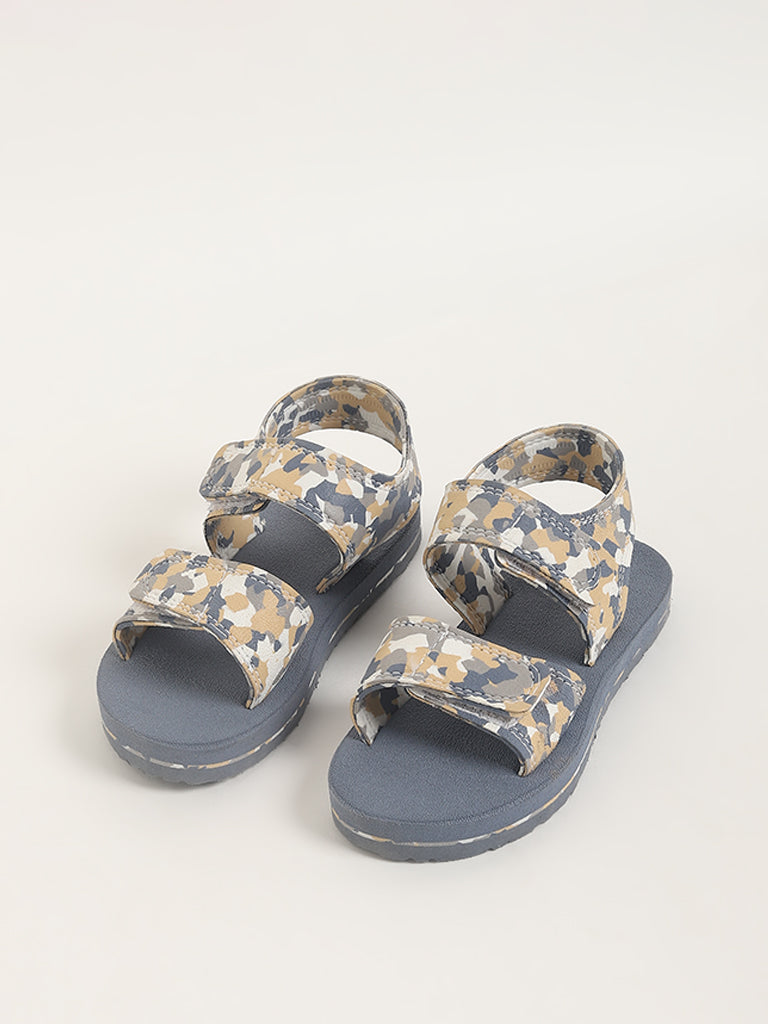 Yellow Beige Camo Print Sandals