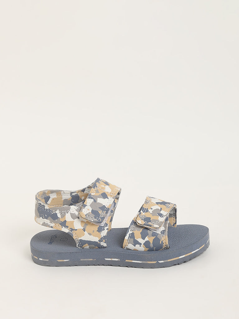 Yellow Beige Camo Print Sandals