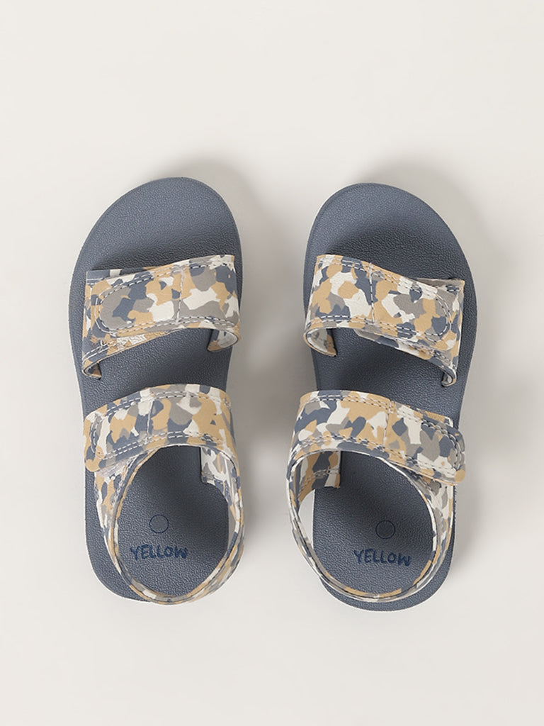 Yellow Beige Camo Print Sandals